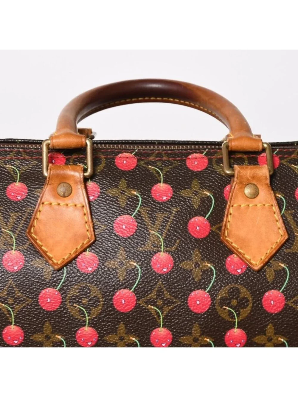 Louis Vuitton Speedy 25 Handbag Monogram Cherry Brown Takashi Murakami